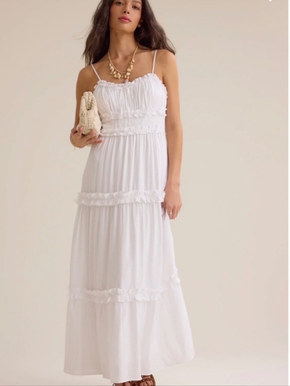 Greer White Ruffle Tier Maxi Dress Altar'd State